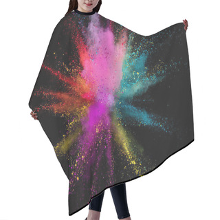 Personality  Explosion Of Colored Powder On Black Background Hair Cutting Cape