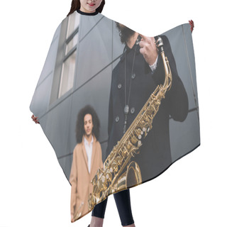 Personality  Duet Of Street Musicians Standing Outdoors Hair Cutting Cape