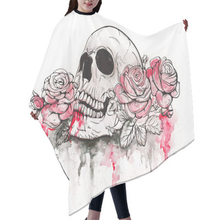 Personality  Skull With Roses Hair Cutting Cape