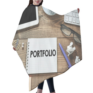 Personality  Portfolio Written  On  Notebook Hair Cutting Cape