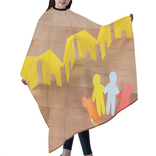 Personality  Paper Cutout People Standing In A Circle Hair Cutting Cape