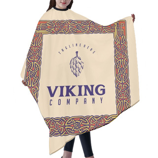 Personality  Viking Frame Vintage Scandinavian Ornament Illustration Vector Illustrations For Your Work Logo, Merchandise T-shirt, Stickers And Label Designs, Poster, Greeting Cards Advertising Business Company Or Brands Hair Cutting Cape