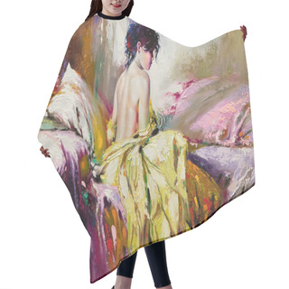 Personality  Portrait Of The Nude Girl Hair Cutting Cape