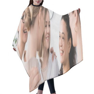 Personality  Happy Multicultural Team Hugging During Seminar, Banner Hair Cutting Cape