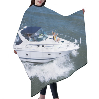 Personality  Mother With Two Kids Sitting In A Yacht Hair Cutting Cape