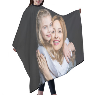 Personality  Mother And Daughter Embracing  Hair Cutting Cape