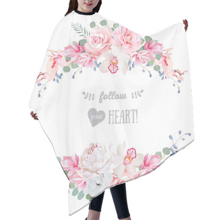 Personality  Cute Wedding Floral Vector Design Frame. Floral Banner Stripe El Hair Cutting Cape