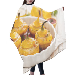 Personality  Baked Pattypan Squash , Stuffed With Cheese Hair Cutting Cape