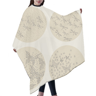 Personality  Decorative Dotted Patterns With Butterflies And Dragonflies Hair Cutting Cape