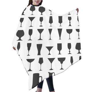 Personality  Wine And Beer Glass Silhouettes Hair Cutting Cape
