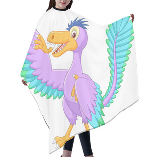 Personality  Illustration Of Cartoon Archaeopteryx Waving Hair Cutting Cape