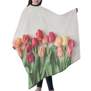 Personality  Tulips On White Background Hair Cutting Cape