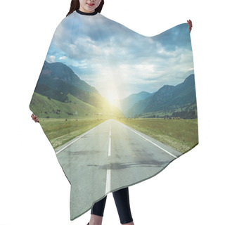 Personality  Road In Summer Mountains To The Sunset Hair Cutting Cape