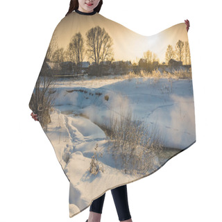 Personality  Winter Rural Landscape.  Hair Cutting Cape