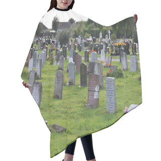 Personality  Tombstones On Church Graveyard  Hair Cutting Cape