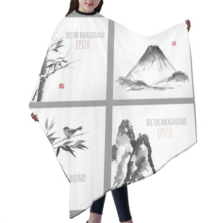 Personality  Banners With Bamboo, Mountains And Bird Hair Cutting Cape