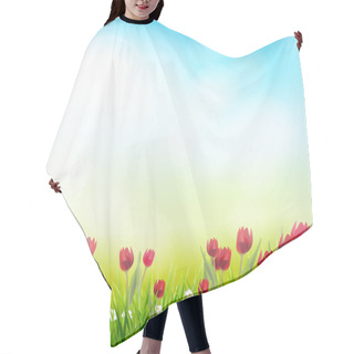 Personality  Spring Background With Tulips Hair Cutting Cape