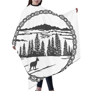 Personality  Swiss Scherenschnitte Or Scissors Cut Illustration Of Silhouette Of Chamois In Jura Vaudois Nature Park Of The Lake Geneva Region, Switzerland Inside Circle In Paper Cut Or Decoupage Hair Cutting Cape