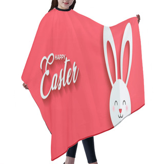 Personality  Festive Easter Horizontal Banner Easter Bunny Paper Cut. Happy Easter Greeting Card With A Paper-cut Paschal Bunny On Isolated Red Background. Funny Rabbit. Happy Easter. Paschal. Modern Minimal Style Hair Cutting Cape