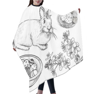 Personality  Easter Set. Hand Drawn Illustrations Hair Cutting Cape