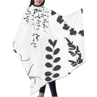 Personality  Set Black Silhouettes Of Leaf And Vine Plant Hair Cutting Cape