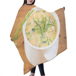 Personality  Russian Cold Vegetable Soup On Yogurt, Sour-milk Base -  Okroshka Hair Cutting Cape