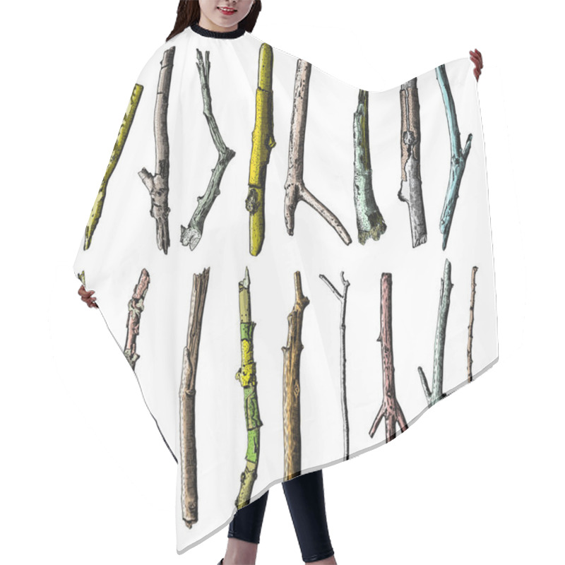 Personality  Hand Painted Wood Twig Set Hair Cutting Cape