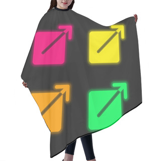 Personality  Black Square Button With An Arrow Pointing Out To Upper Right Four Color Glowing Neon Vector Icon Hair Cutting Cape