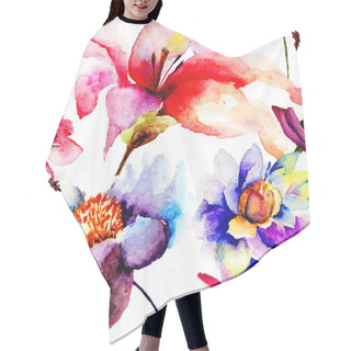 Personality  Seamless Wallpaper With Flowers Hair Cutting Cape