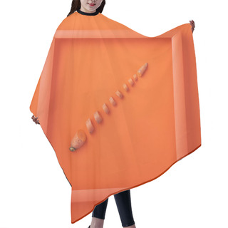 Personality  Chopped Carrot In Wooden Picture Frame On Orange Background Hair Cutting Cape
