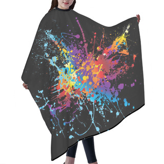 Personality  Ink Splatter Rainbow Black Hair Cutting Cape