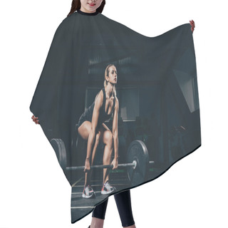 Personality  Sportswoman Lifting Barbell Hair Cutting Cape