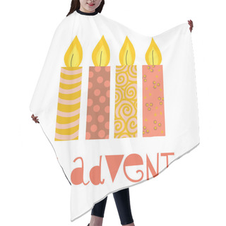 Personality  Four Burning Advent Candles Vector Illustration. Fourth Sunday In Advent. 4. Advent German Text. Flat Holiday Design With Candles On White Background. For Greeting Holiday Card, Poster, Christmas Hair Cutting Cape