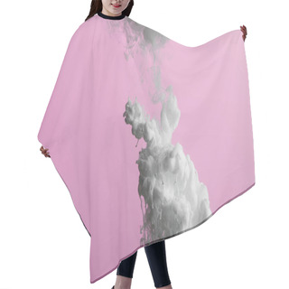 Personality  Close Up View Of White Paint Swirls Isolated On Pink Hair Cutting Cape