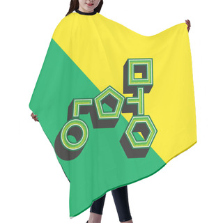 Personality  Block Schemes With Geometrical Basic Shapes Outlines Green And Yellow Modern 3d Vector Icon Logo Hair Cutting Cape