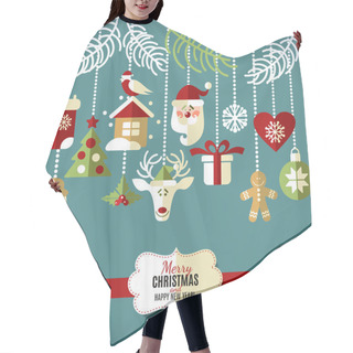 Personality  Christmas Design Icons Set. Hair Cutting Cape