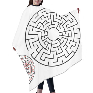 Personality  Illustration With Labyrinth, Maze Conundrum For Kids. Baby Puzzle With Entry And Exit. Children Puzzle Game. Hair Cutting Cape