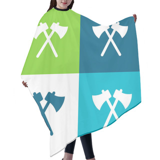 Personality  Axes Flat Four Color Minimal Icon Set Hair Cutting Cape