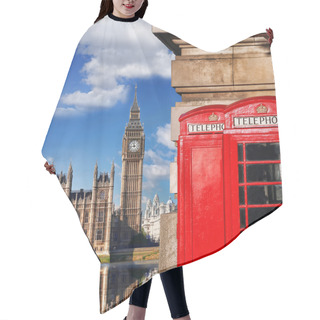 Personality  London Symbols With BIG BEN And Red PHONE BOOTHS In England, UK Hair Cutting Cape