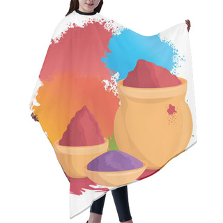 Personality  Happy Holi Festival Colors Set Icons Hair Cutting Cape