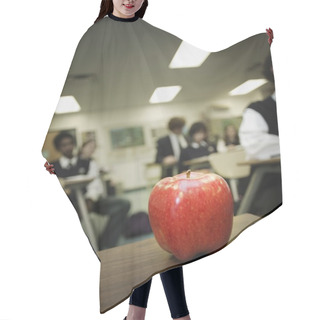 Personality  Red Apple On Classroom Desk Hair Cutting Cape