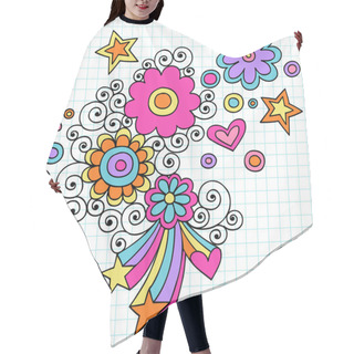 Personality  Flower Power Groovy Psychedelic Doodles Vector Design Hair Cutting Cape