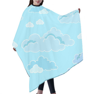 Personality  Seamless Pattern Of Sky And Clouds. Cartoon Vector. Hair Cutting Cape
