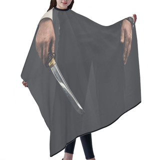 Personality  Cropped Shot Of Yakuza Member With Tanto Knife Hair Cutting Cape