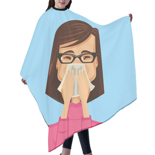 Personality  Allergy Woman. Vector Flat Illustration Hair Cutting Cape