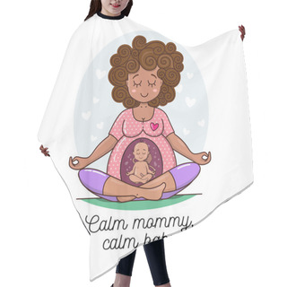 Personality  Cute African Woman, Expecting A Child And Doing Yoga. Baby Inside Pregnant Belly Is Doing Yoga Too. Pregnant Lady Waiting For Baby Vector Illustration. Happy Beautiful Mother To Be.  Hair Cutting Cape