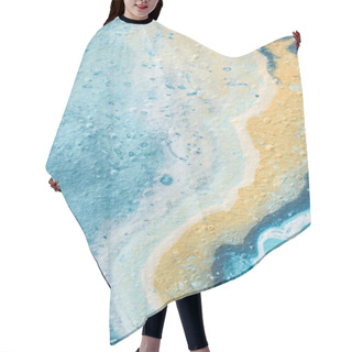 Personality  Close Up Of Abstract Background With Light Blue And Yellow Acrylic Paint  Hair Cutting Cape