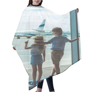 Personality  Kids Looking Out Window In Airport Hair Cutting Cape