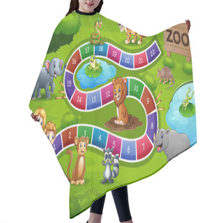 Personality  Vector Illustration Of Snakes And Ladders Game Zoo Theme Hair Cutting Cape
