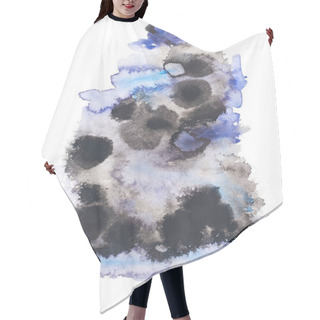 Personality  Abstract Painting With Black And Blue Paint Blots On White  Hair Cutting Cape